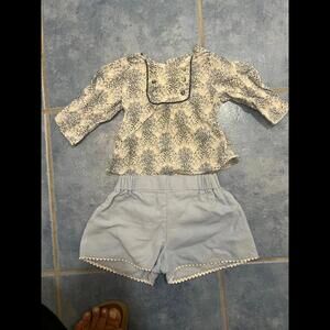 Jacadi baby blouse and Bella bliss designer shorts 6 months